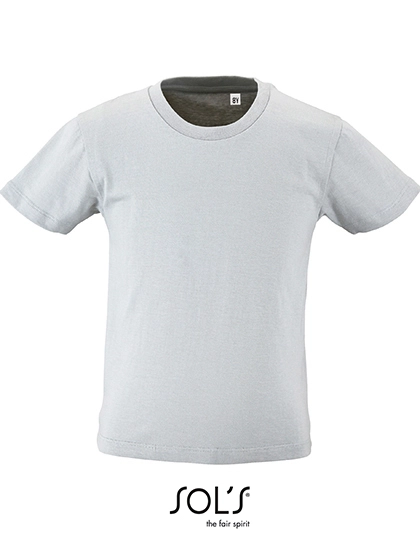 Kids´ Round Neck Short-Sleeve T-Shirt Milo zum Besticken und Bedrucken in der Farbe Pure Grey mit Ihren Logo, Schriftzug oder Motiv.