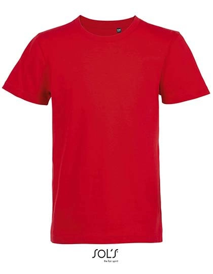 Kids´ Round Neck Short-Sleeve T-Shirt Milo zum Besticken und Bedrucken in der Farbe Red mit Ihren Logo, Schriftzug oder Motiv.