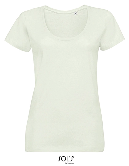 Women´s Low-Cut Round Neck T-Shirt Metropolitan zum Besticken und Bedrucken in der Farbe Creamy Green mit Ihren Logo, Schriftzug oder Motiv.