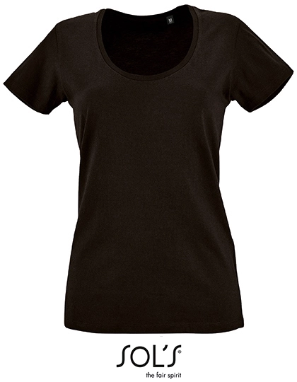 Women´s Low-Cut Round Neck T-Shirt Metropolitan zum Besticken und Bedrucken in der Farbe Deep Black mit Ihren Logo, Schriftzug oder Motiv.
