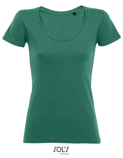 Women´s Low-Cut Round Neck T-Shirt Metropolitan zum Besticken und Bedrucken in der Farbe Emerald mit Ihren Logo, Schriftzug oder Motiv.