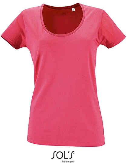 Women´s Low-Cut Round Neck T-Shirt Metropolitan zum Besticken und Bedrucken in der Farbe Flash Pink mit Ihren Logo, Schriftzug oder Motiv.