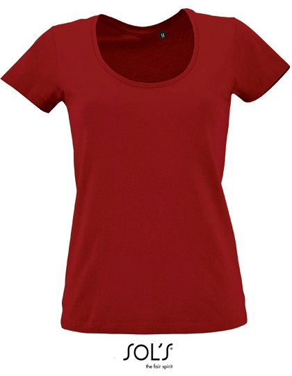 Women´s Low-Cut Round Neck T-Shirt Metropolitan zum Besticken und Bedrucken in der Farbe Tango Red mit Ihren Logo, Schriftzug oder Motiv.