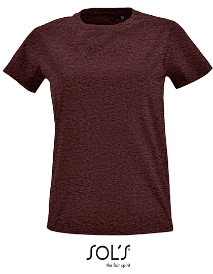 Women´s Round Neck Fitted T-Shirt Imperial zum Besticken und Bedrucken in der Farbe Heather Oxblood mit Ihren Logo, Schriftzug oder Motiv.