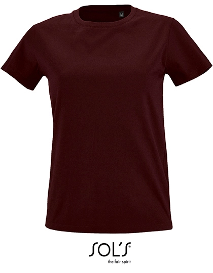Women´s Round Neck Fitted T-Shirt Imperial zum Besticken und Bedrucken in der Farbe Oxblood mit Ihren Logo, Schriftzug oder Motiv.