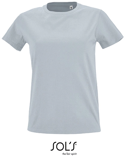 Women´s Round Neck Fitted T-Shirt Imperial zum Besticken und Bedrucken in der Farbe Pure Grey mit Ihren Logo, Schriftzug oder Motiv.