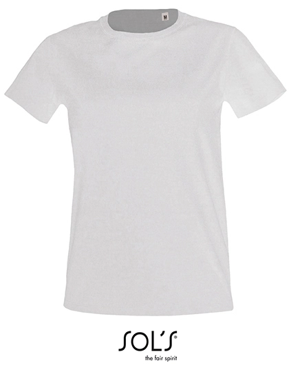Women´s Round Neck Fitted T-Shirt Imperial zum Besticken und Bedrucken in der Farbe White mit Ihren Logo, Schriftzug oder Motiv.