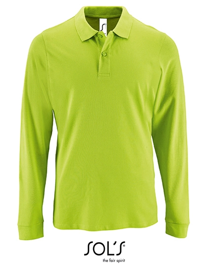 Men´s Long-Sleeve Piqué Polo Shirt Perfect zum Besticken und Bedrucken in der Farbe Apple Green mit Ihren Logo, Schriftzug oder Motiv.
