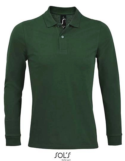 Men´s Long-Sleeve Piqué Polo Shirt Perfect zum Besticken und Bedrucken in der Farbe Bottle Green mit Ihren Logo, Schriftzug oder Motiv.