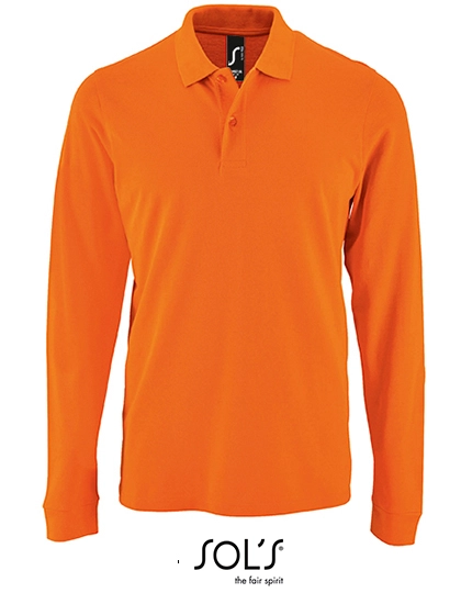 Men´s Long-Sleeve Piqué Polo Shirt Perfect zum Besticken und Bedrucken in der Farbe Orange mit Ihren Logo, Schriftzug oder Motiv.