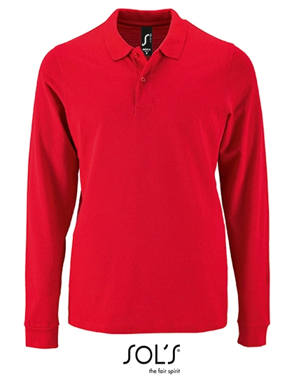Men´s Long-Sleeve Piqué Polo Shirt Perfect zum Besticken und Bedrucken in der Farbe Red mit Ihren Logo, Schriftzug oder Motiv.