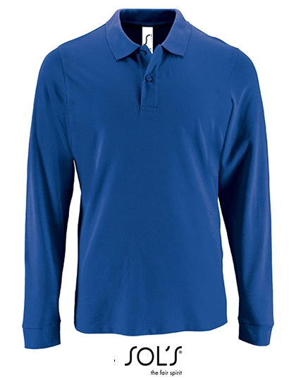Men´s Long-Sleeve Piqué Polo Shirt Perfect zum Besticken und Bedrucken in der Farbe Royal Blue mit Ihren Logo, Schriftzug oder Motiv.