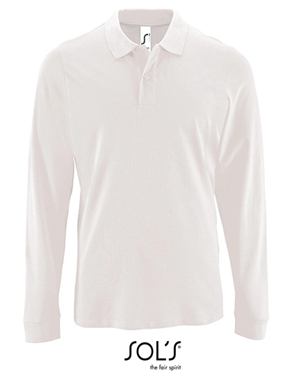 Men´s Long-Sleeve Piqué Polo Shirt Perfect zum Besticken und Bedrucken in der Farbe White mit Ihren Logo, Schriftzug oder Motiv.