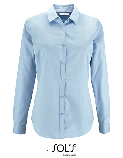Women´s Herringbone Shirt Brody zum Besticken und Bedrucken in der Farbe Sky Blue mit Ihren Logo, Schriftzug oder Motiv.