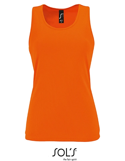 Women´s Sports Tank Top Sporty zum Besticken und Bedrucken in der Farbe Neon Orange mit Ihren Logo, Schriftzug oder Motiv.