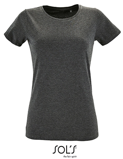 Women´s Round Neck Fitted T-Shirt Regent zum Besticken und Bedrucken in der Farbe Charcoal Melange mit Ihren Logo, Schriftzug oder Motiv.