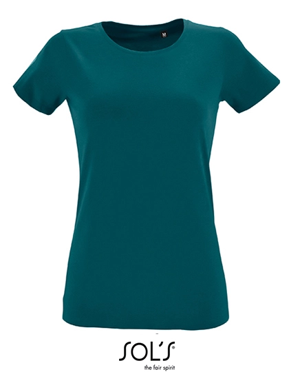 Women´s Round Neck Fitted T-Shirt Regent zum Besticken und Bedrucken in der Farbe Duck Blue mit Ihren Logo, Schriftzug oder Motiv.