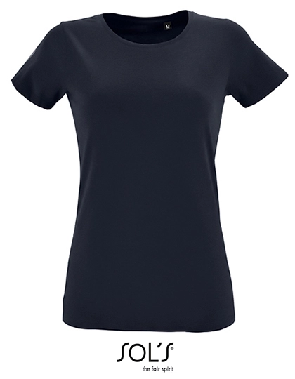 Women´s Round Neck Fitted T-Shirt Regent zum Besticken und Bedrucken in der Farbe French Navy mit Ihren Logo, Schriftzug oder Motiv.