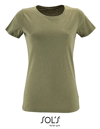 Women´s Round Neck Fitted T-Shirt Regent zum Besticken und Bedrucken in der Farbe Heather Khaki mit Ihren Logo, Schriftzug oder Motiv.