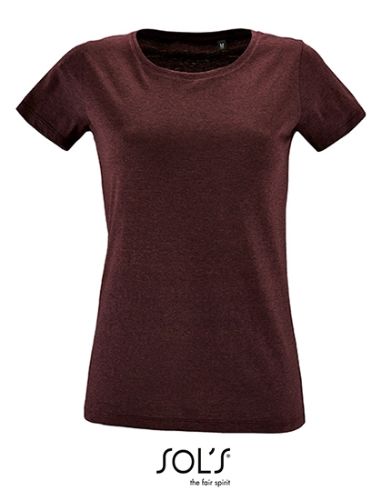 Women´s Round Neck Fitted T-Shirt Regent zum Besticken und Bedrucken in der Farbe Heather Oxblood mit Ihren Logo, Schriftzug oder Motiv.