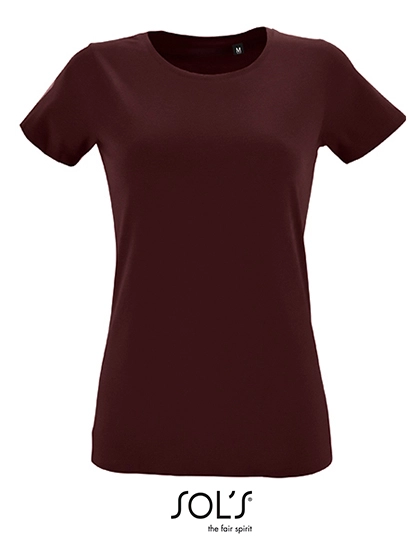 Women´s Round Neck Fitted T-Shirt Regent zum Besticken und Bedrucken in der Farbe Oxblood mit Ihren Logo, Schriftzug oder Motiv.