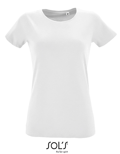 Women´s Round Neck Fitted T-Shirt Regent zum Besticken und Bedrucken in der Farbe White mit Ihren Logo, Schriftzug oder Motiv.
