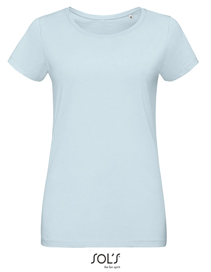 Women´s Martin T-Shirt zum Besticken und Bedrucken in der Farbe Creamy Blue mit Ihren Logo, Schriftzug oder Motiv.