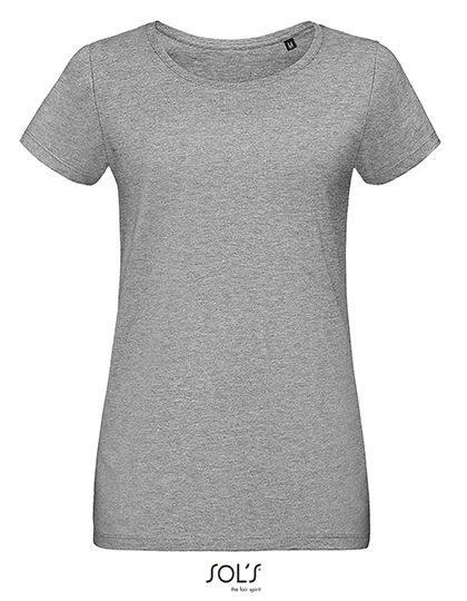 Women´s Martin T-Shirt zum Besticken und Bedrucken in der Farbe Grey Melange mit Ihren Logo, Schriftzug oder Motiv.
