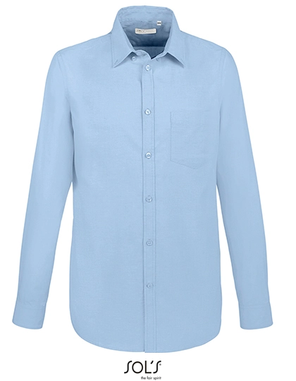 Men´s Boston Fit Shirt zum Besticken und Bedrucken in der Farbe Sky Blue mit Ihren Logo, Schriftzug oder Motiv.