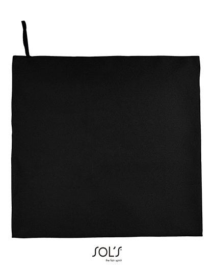Microfibre Towel Atoll 100 zum Besticken und Bedrucken in der Farbe Black mit Ihren Logo, Schriftzug oder Motiv.