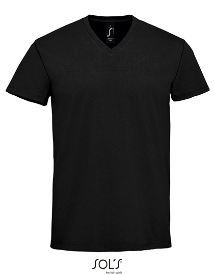 Men´s Imperial V-Neck T-Shirt zum Besticken und Bedrucken in der Farbe Deep Black mit Ihren Logo, Schriftzug oder Motiv.