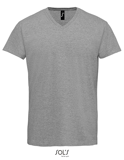 Men´s Imperial V-Neck T-Shirt zum Besticken und Bedrucken in der Farbe Grey Melange mit Ihren Logo, Schriftzug oder Motiv.