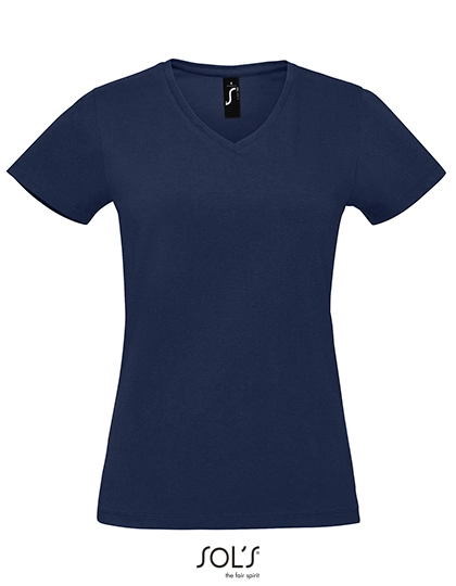 Women´s Imperial V-Neck T-Shirt zum Besticken und Bedrucken in der Farbe French Navy mit Ihren Logo, Schriftzug oder Motiv.