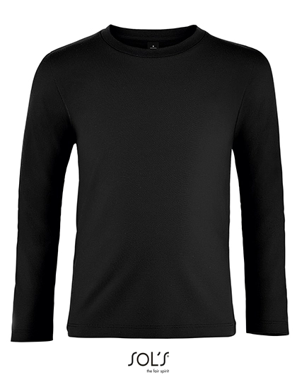 Kids´ Imperial Long Sleeve T-Shirt zum Besticken und Bedrucken in der Farbe Deep Black mit Ihren Logo, Schriftzug oder Motiv.