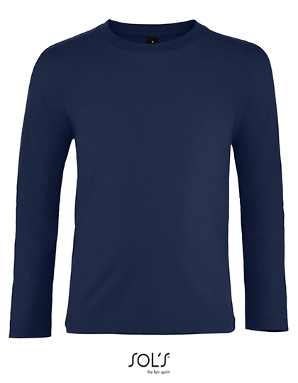 Kids´ Imperial Long Sleeve T-Shirt zum Besticken und Bedrucken in der Farbe French Navy mit Ihren Logo, Schriftzug oder Motiv.