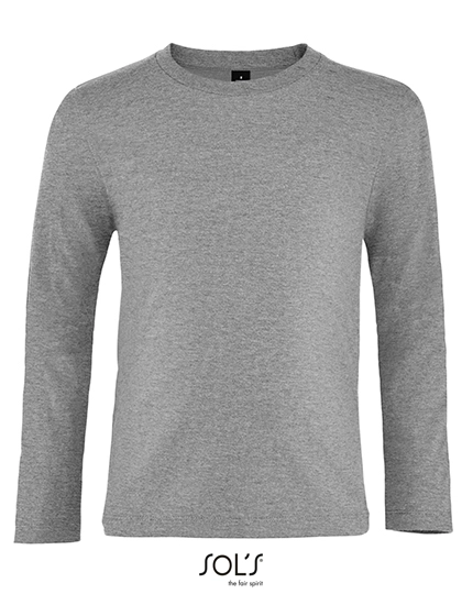 Kids´ Imperial Long Sleeve T-Shirt zum Besticken und Bedrucken in der Farbe Grey Melange mit Ihren Logo, Schriftzug oder Motiv.