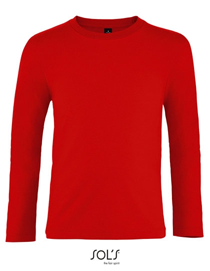 Kids´ Imperial Long Sleeve T-Shirt zum Besticken und Bedrucken in der Farbe Red mit Ihren Logo, Schriftzug oder Motiv.