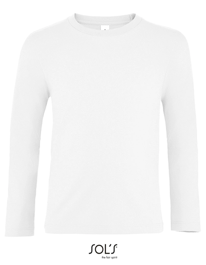 Kids´ Imperial Long Sleeve T-Shirt zum Besticken und Bedrucken in der Farbe White mit Ihren Logo, Schriftzug oder Motiv.