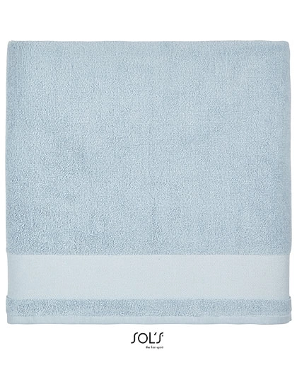 Bath Towel Peninsula 70 zum Besticken und Bedrucken in der Farbe Creamy Blue mit Ihren Logo, Schriftzug oder Motiv.