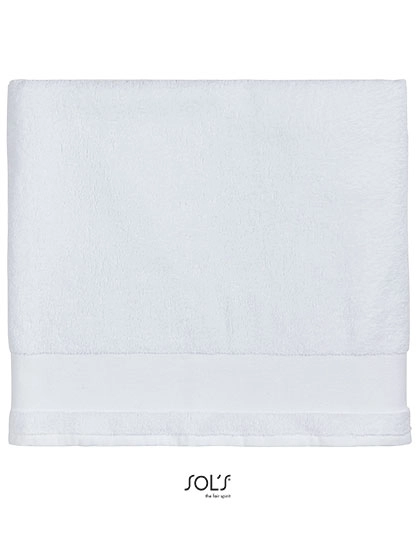 Bath Towel Peninsula 70 zum Besticken und Bedrucken in der Farbe White mit Ihren Logo, Schriftzug oder Motiv.
