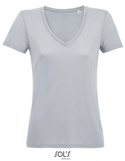Women´s Flowy V-Neck T-Shirt Motion zum Besticken und Bedrucken in der Farbe Pure Grey mit Ihren Logo, Schriftzug oder Motiv.