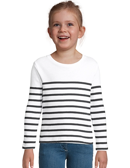 Kids´ Long Sleeve Striped T-Shirt Matelot zum Besticken und Bedrucken mit Ihren Logo, Schriftzug oder Motiv.