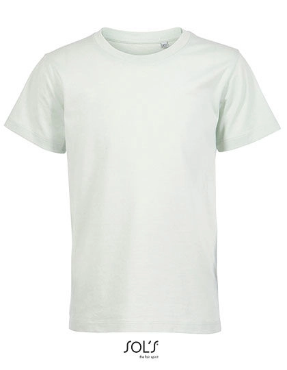 Kids´ Round Neck T-Shirt Martin zum Besticken und Bedrucken in der Farbe Creamy Green mit Ihren Logo, Schriftzug oder Motiv.