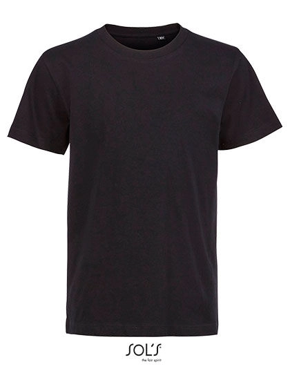Kids´ Round Neck T-Shirt Martin zum Besticken und Bedrucken in der Farbe Deep Black mit Ihren Logo, Schriftzug oder Motiv.