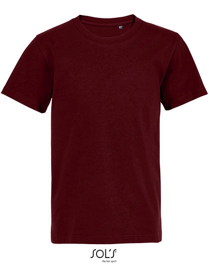 Kids´ Round Neck T-Shirt Martin zum Besticken und Bedrucken in der Farbe Oxblood mit Ihren Logo, Schriftzug oder Motiv.