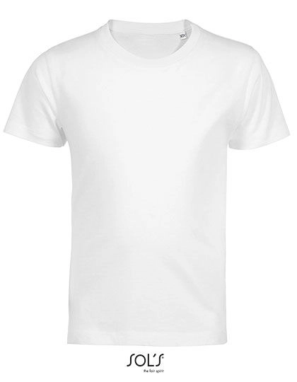 Kids´ Round Neck T-Shirt Martin zum Besticken und Bedrucken in der Farbe White mit Ihren Logo, Schriftzug oder Motiv.