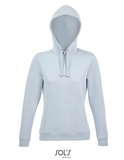 Women´s Hooded Sweatshirt Spencer zum Besticken und Bedrucken in der Farbe Creamy Blue mit Ihren Logo, Schriftzug oder Motiv.