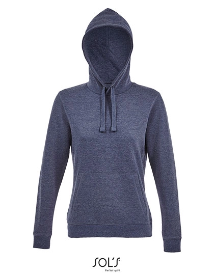 Women´s Hooded Sweatshirt Spencer zum Besticken und Bedrucken in der Farbe Heather Denim mit Ihren Logo, Schriftzug oder Motiv.