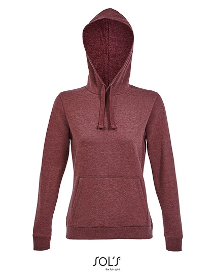 Women´s Hooded Sweatshirt Spencer zum Besticken und Bedrucken in der Farbe Heather Oxblood mit Ihren Logo, Schriftzug oder Motiv.