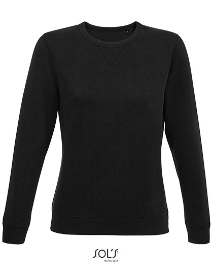 Women´s Round Neck Sweatshirt Sully zum Besticken und Bedrucken in der Farbe Black mit Ihren Logo, Schriftzug oder Motiv.